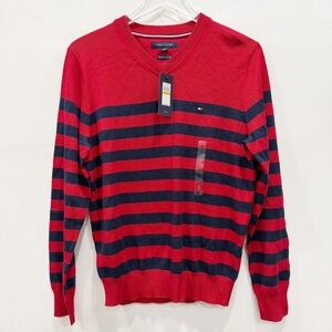 Tommy Hilfiger Nautical Striped Pullover Sweater Red Blue Small Cotton